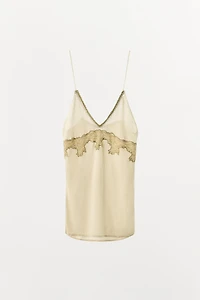 COMBINATION KNIT LACE TOP