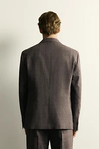 LINEN-WOOL CHECKERED SUIT JACKET