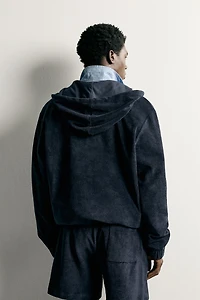 RELAXED FIT TERRY ZIP-UP HOODIE