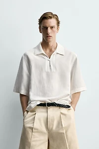 VISCOSE - LINEN POLO SHIRT
