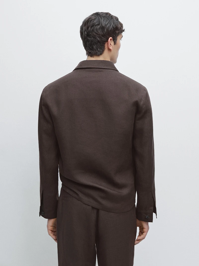 Total look linen overshirt