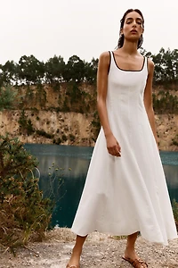 CONTRAST TRIM MIDI DRESS