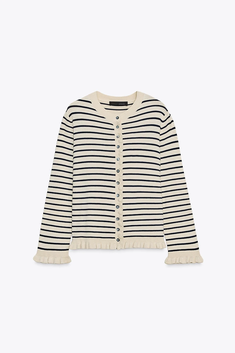 RUFFLED KNIT CARDIGAN