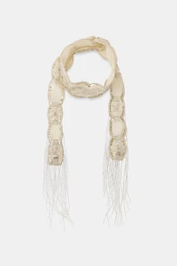 SEQUIN BEADED FOULARD SCARF