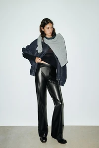 FAUX LEATHER FLARE PANTS