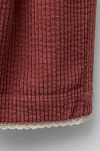 PANTALON EN VELOURS CÔTELÉ AVEC DENTELLE CONTRASTE