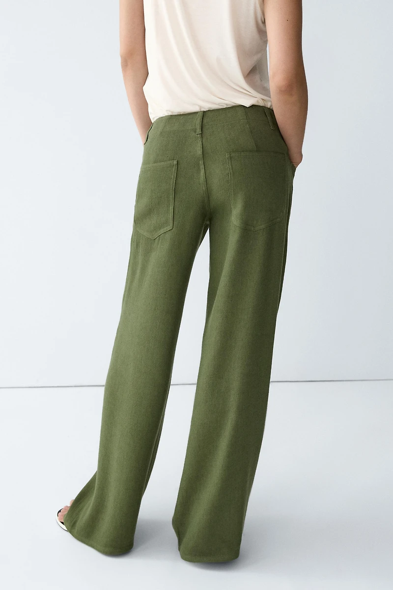 Straight linen blend pants