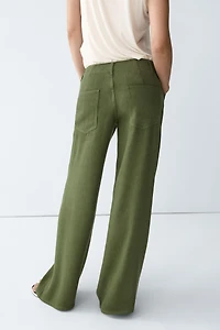 Straight linen blend pants