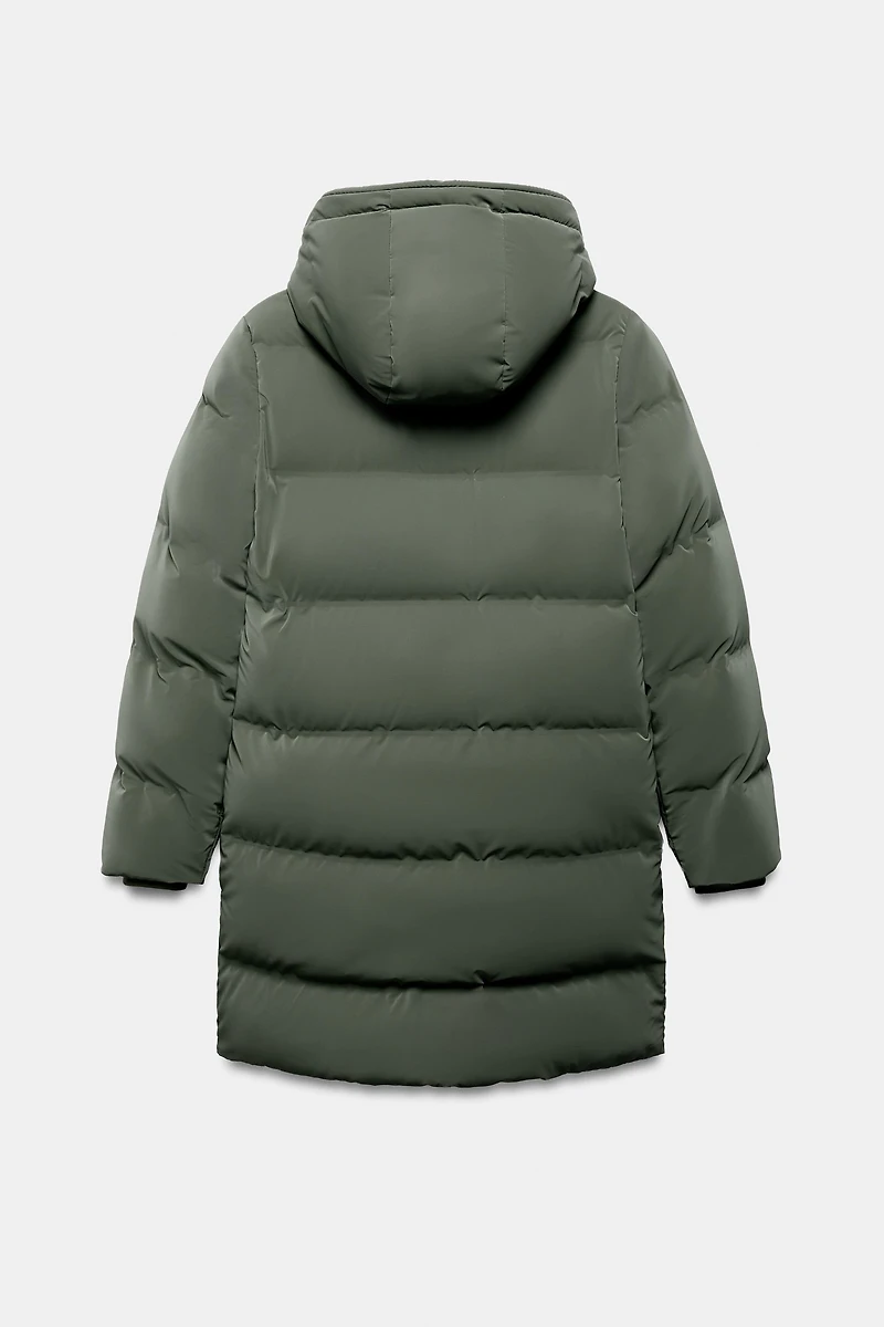 ANORAK MI-LONG TISSU EFFET GOMME COUPE-VENT