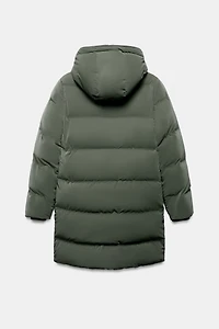 ANORAK MI-LONG TISSU EFFET GOMME COUPE-VENT
