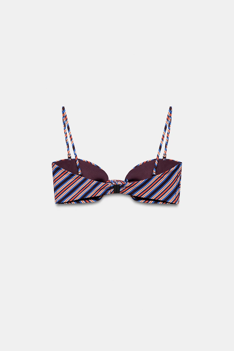 STRIPED KNOT BANDEAU BIKINI TOP