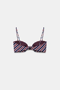 STRIPED KNOT BANDEAU BIKINI TOP