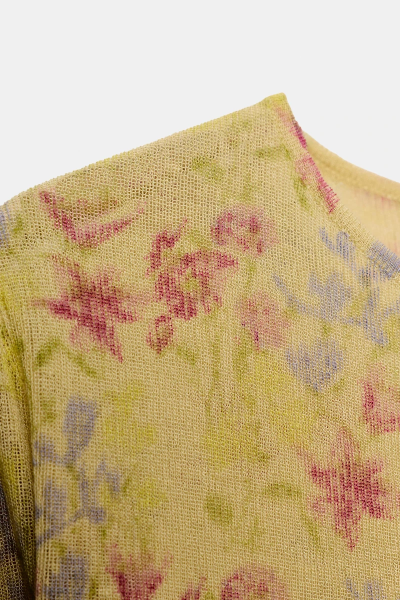 FLORAL PRINT KNIT TOP