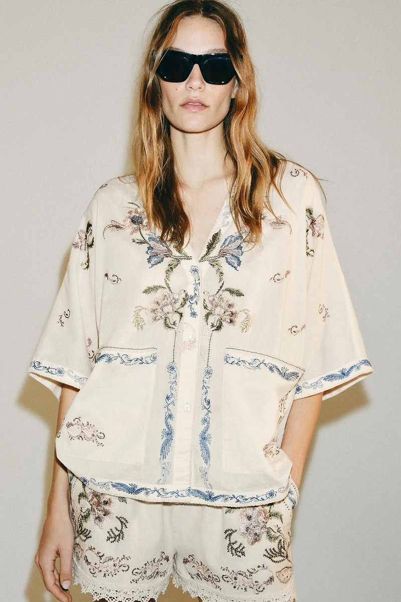 ZW COLLECTION EMBROIDERED SHIRT