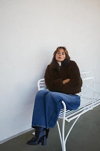 MANTEAU COURT EFFET MOUTON LONG