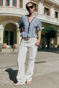 GINGHAM PEPLUM BLOUSE