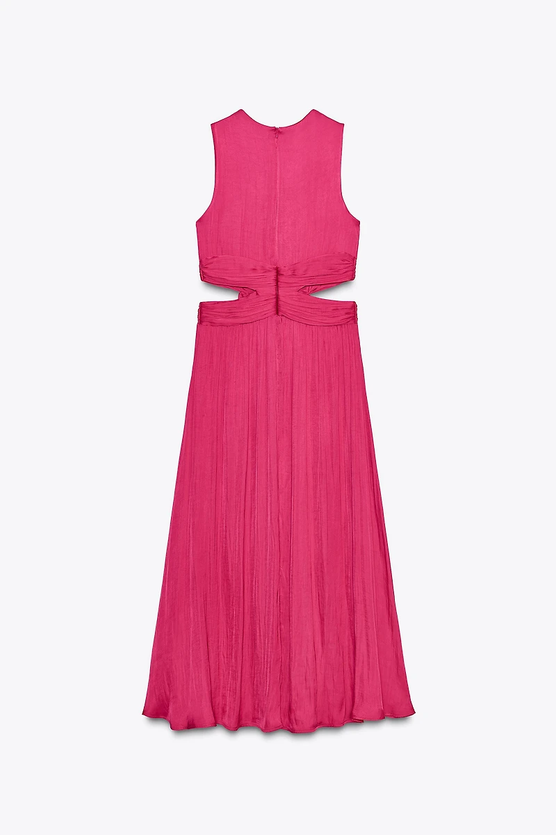 SATIN EFFECT CUT OUT MIDI DRESS