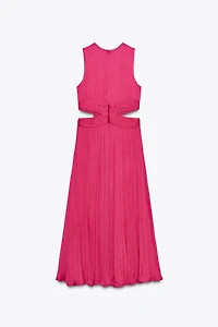 SATIN EFFECT CUT OUT MIDI DRESS