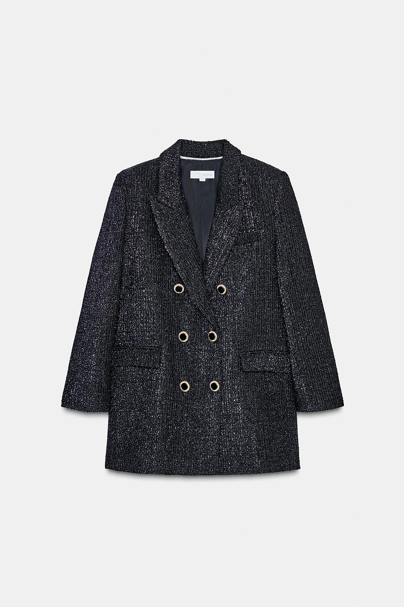 METALLIC THREAD DOUBLE BREASTED BLAZER