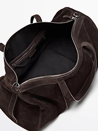 Suede leather travel bag