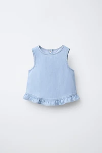 RUFFLED DENIM TOP
