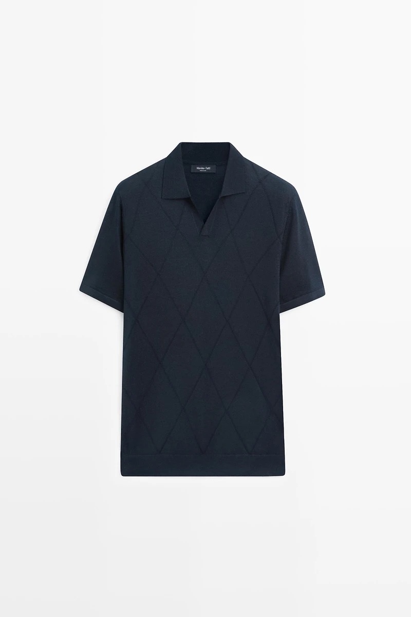 Pull polo en maille à motif losanges