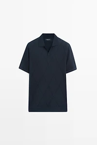 Pull polo en maille à motif losanges