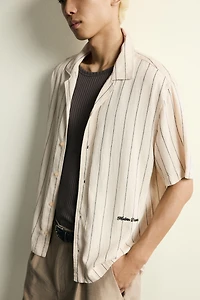 RELAXED FIT EMBROIDERED STRIPE SHIRT