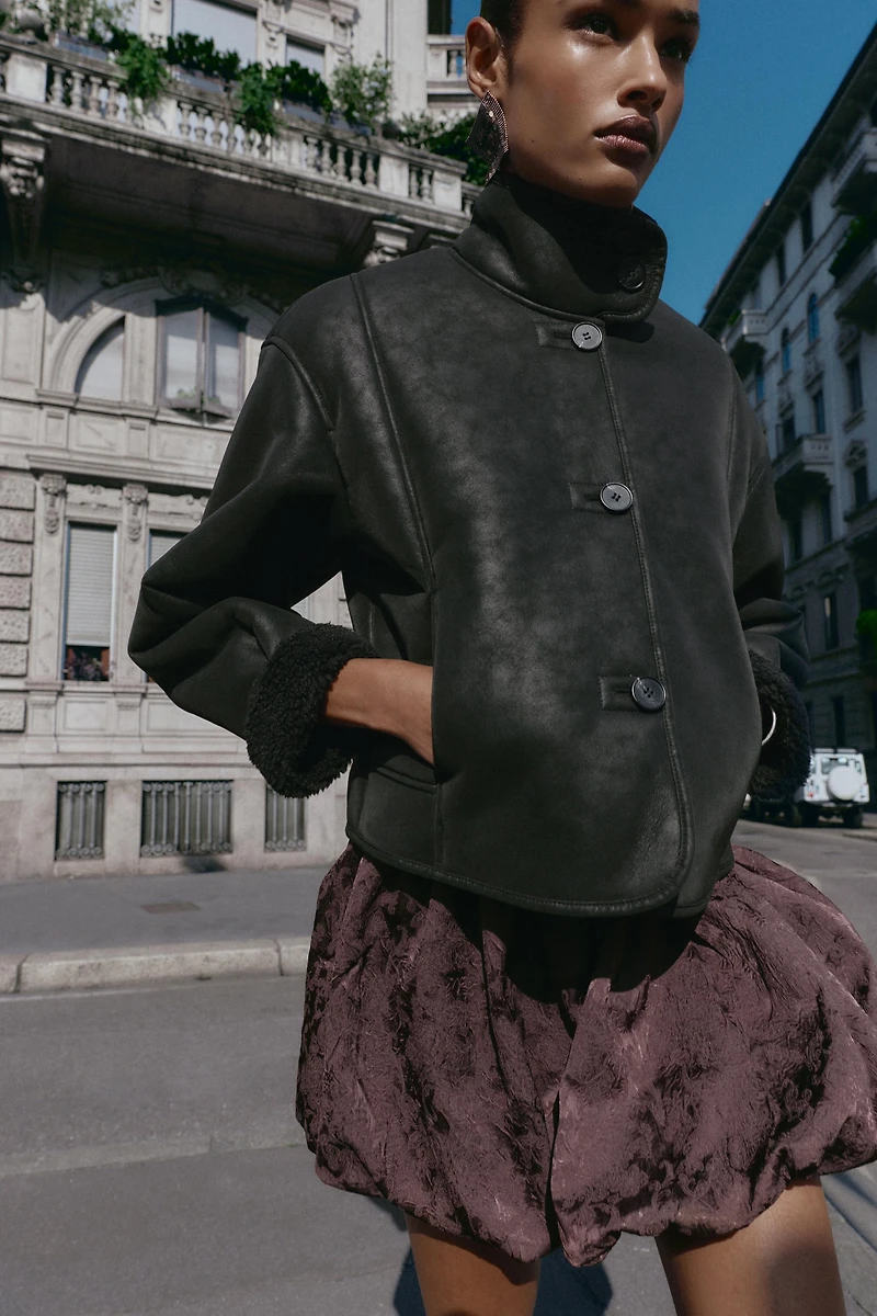 DOUBLE-FACED FAUX SUEDE JACKET