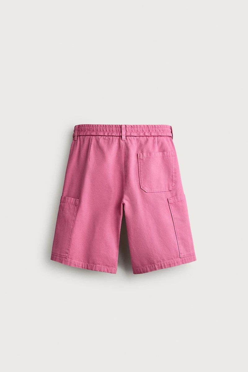 RELAXED FIT WASHED CARGO SHORTS