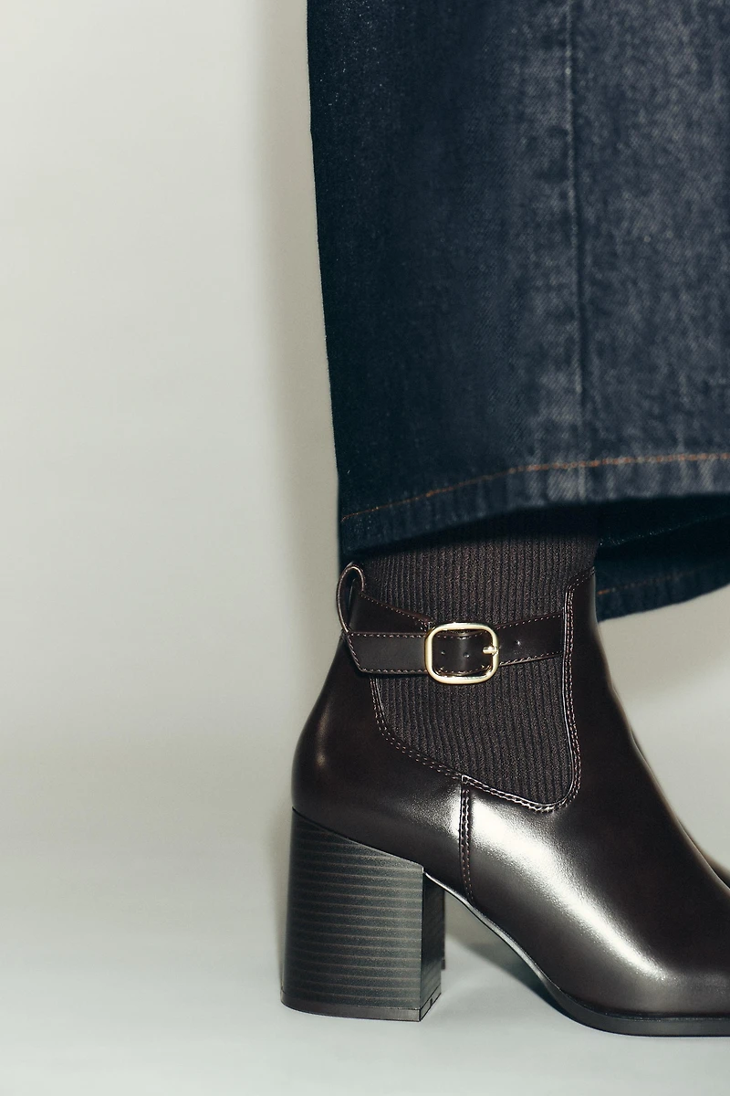 FABRIC SHAFT HEELED ANKLE BOOTS