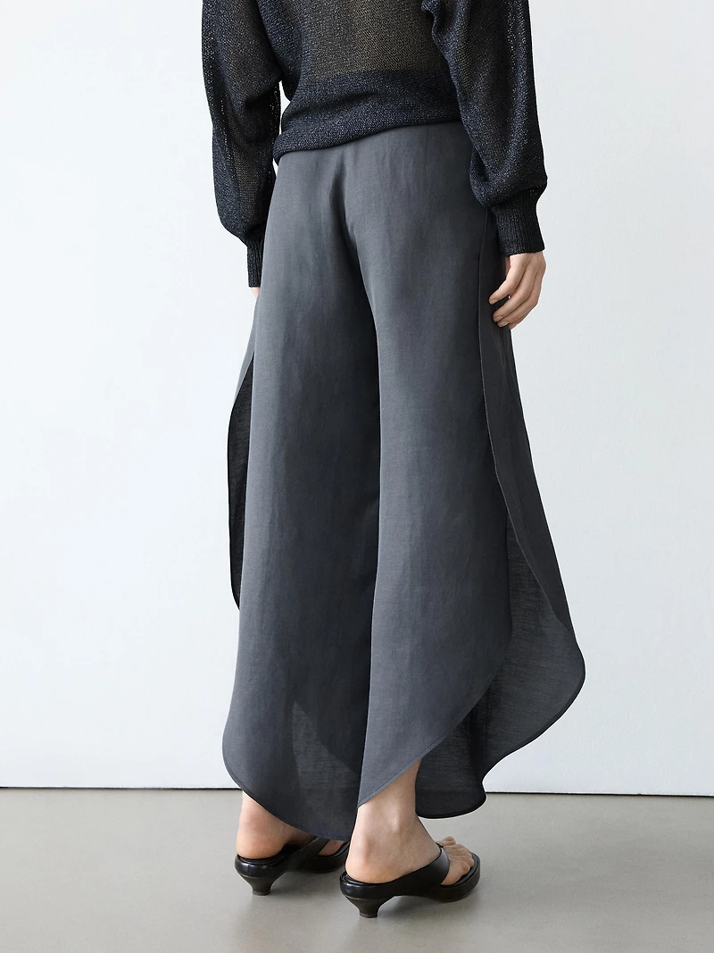 Linen blend trousers with slit details