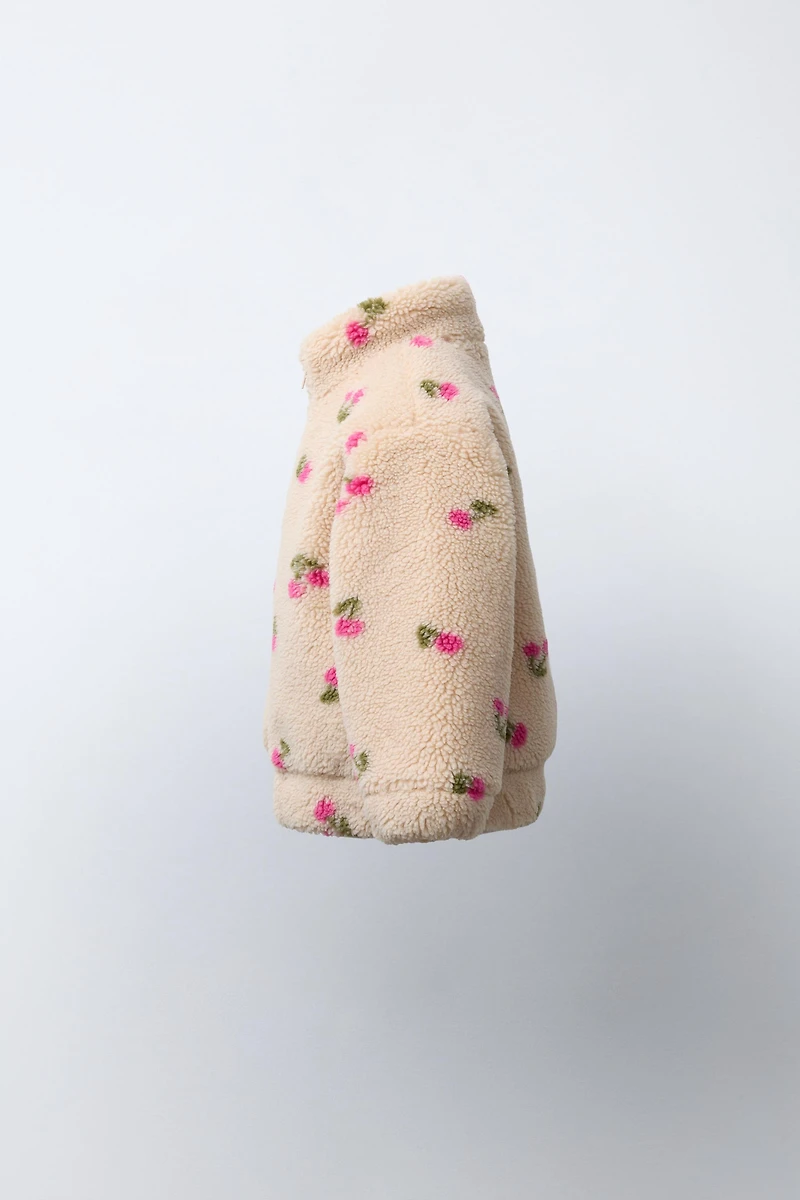 BLOUSON EFFET MOUTON CERISES