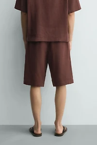 LINEN BLEND WIDE FIT SHORTS