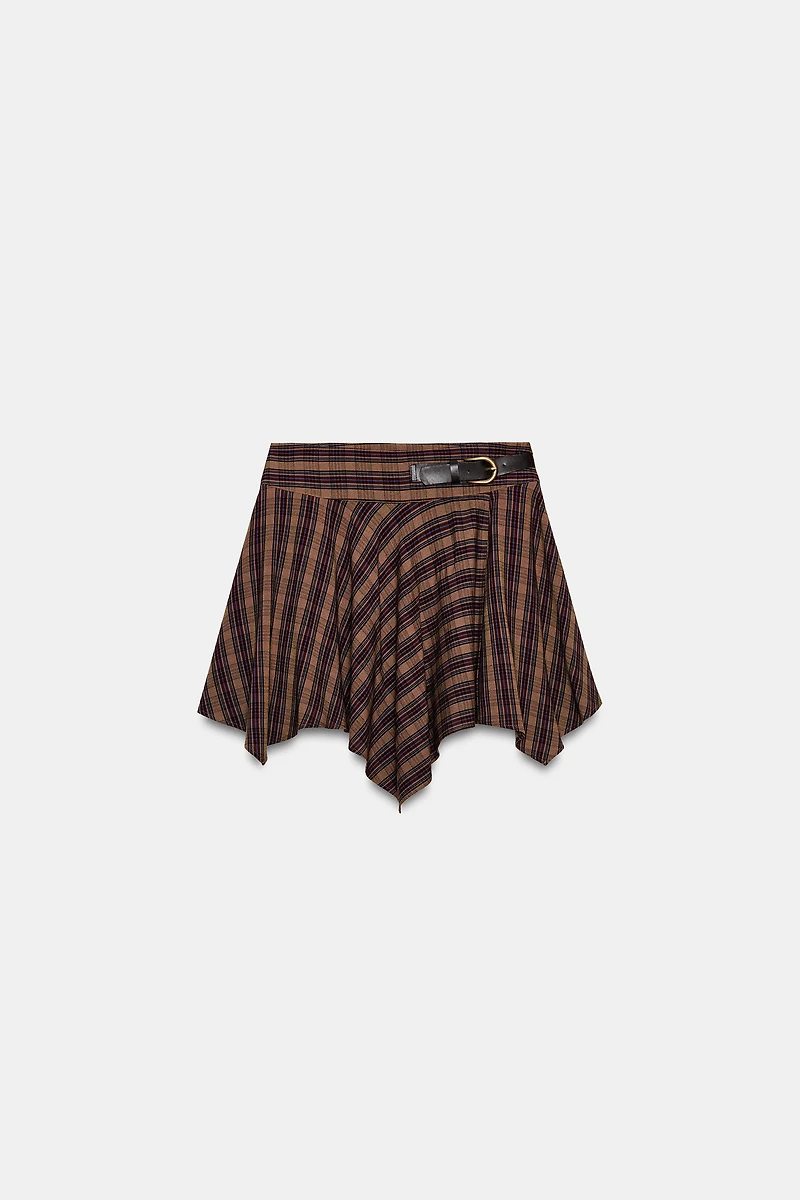 PLAID MINI SKIRT WITH BUCKLE