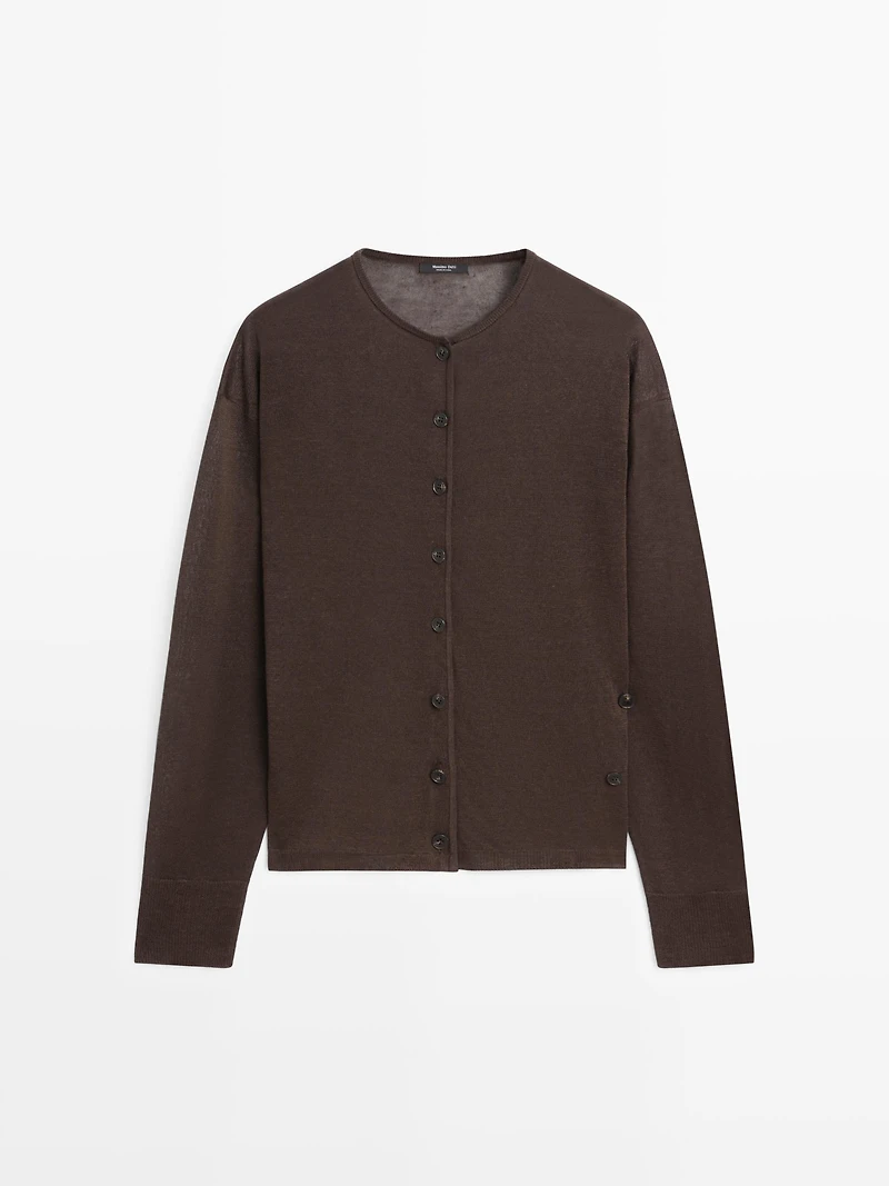 Cardigan boutonné en mélange de lin