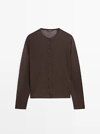Cardigan boutonné en mélange de lin