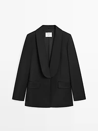 Wool blend blazer with lapel detail - STUDIO