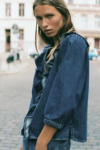 CHEMISE Z1975 EN JEAN À VOLANTS