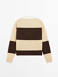 Striped wool blend polo sweater