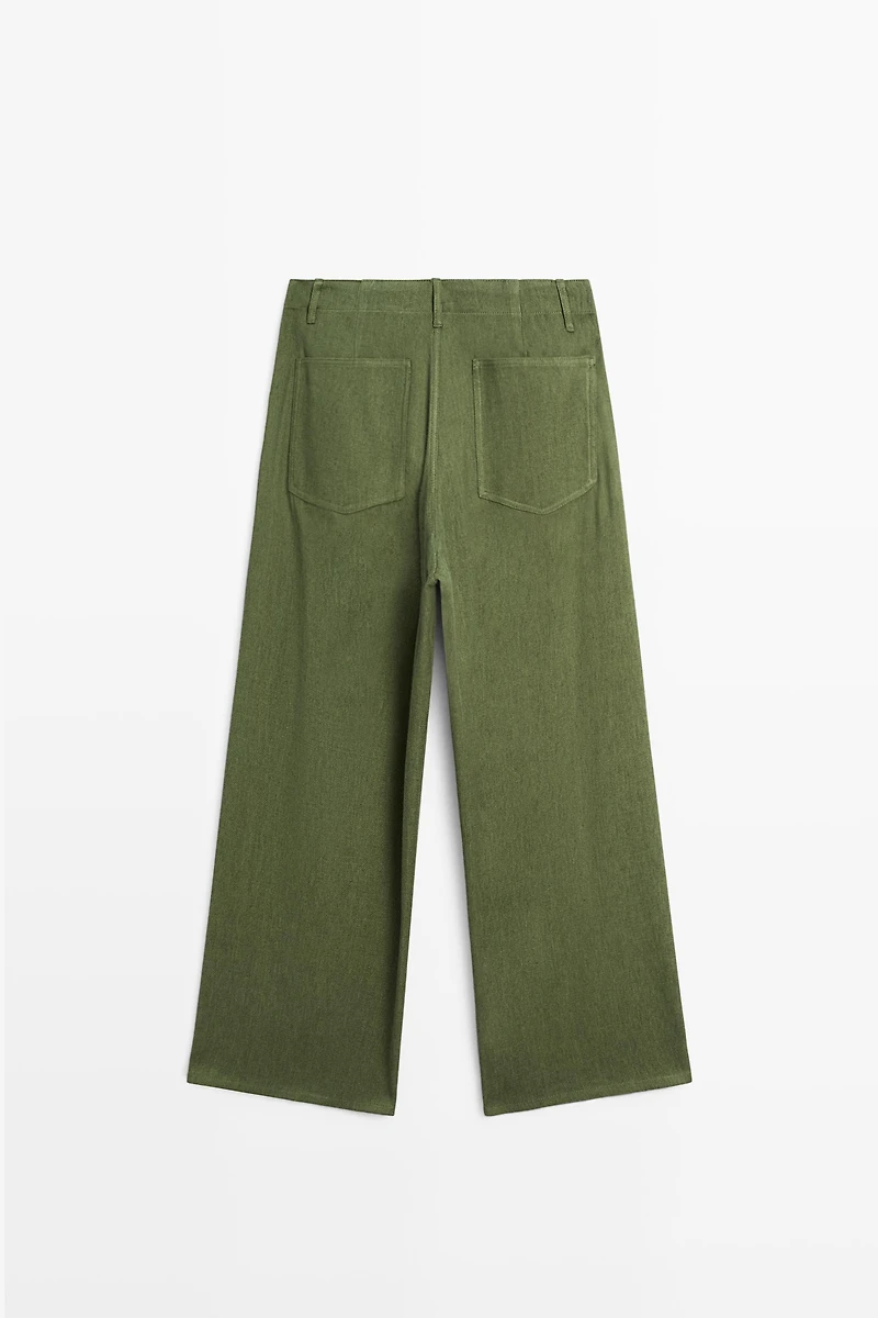 Straight linen blend pants