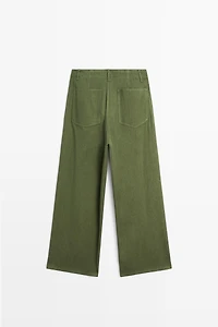 Straight linen blend pants