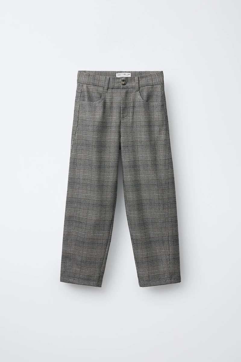 WARM PLAID BARREL PANTS