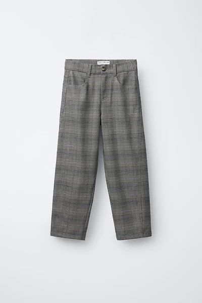 WARM PLAID BARREL PANTS
