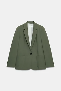 STRAIGHT BLAZER WITH SHOULDER PADS