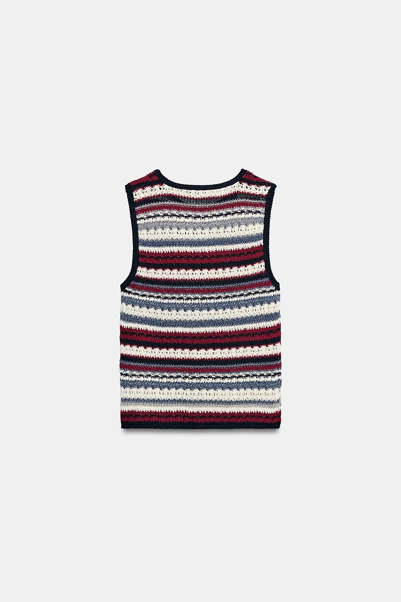 TEXTURED STRIPED KNIT TOP
