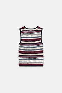 TEXTURED STRIPED KNIT TOP