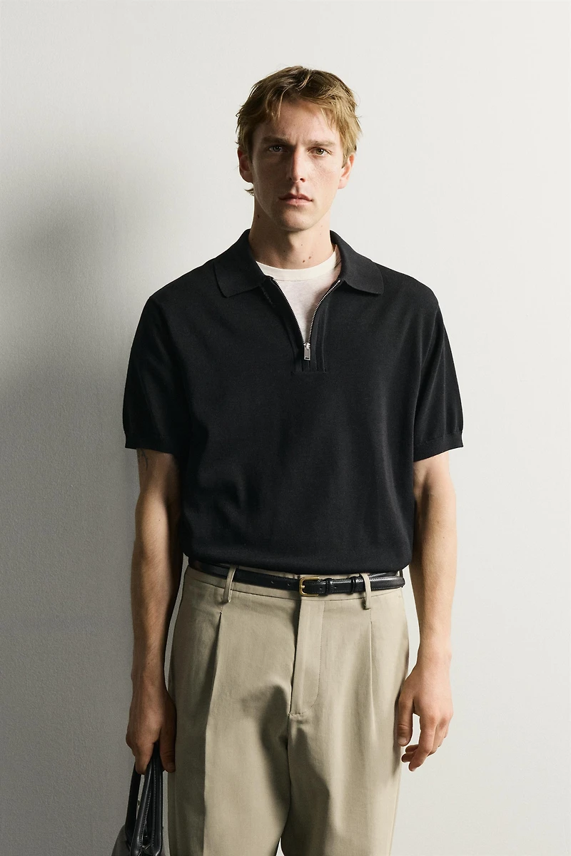 KNIT QUARTER-ZIP POLO SHIRT