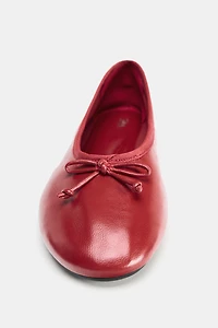 LEATHER BOW BALLET FLATS