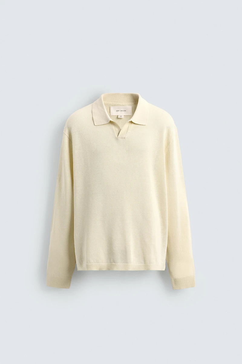 HEMP-COTTON KNIT POLO SHIRT